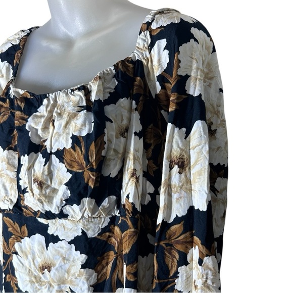 Old Navy Black & White Floral Waist-Defined Square-Neck Maxi Dress size XXL - Picture 5 of 11